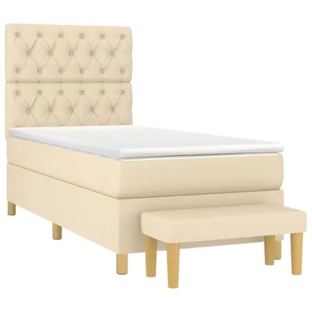 Sommier à lattes de lit avec matelas Crème 80x200 cm Tissu