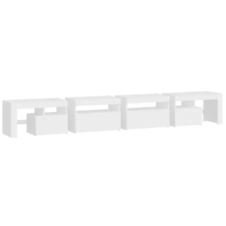 Meuble TV avec lumières LED Blanc 260x36,5x40 cm