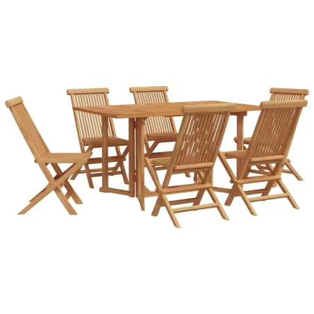 Ensemble de salle à manger pour jardin 7 pcs Marron