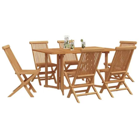 Ensemble de salle à manger pour jardin 7 pcs Marron