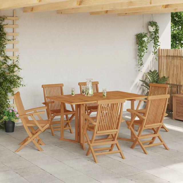 Ensemble de salle à manger pour jardin 7 pcs Marron