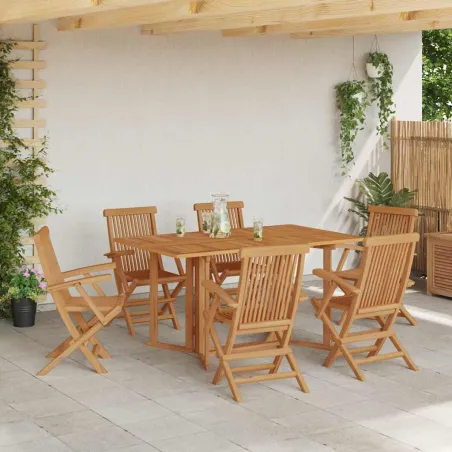 Ensemble de salle à manger pour jardin 7 pcs Marron