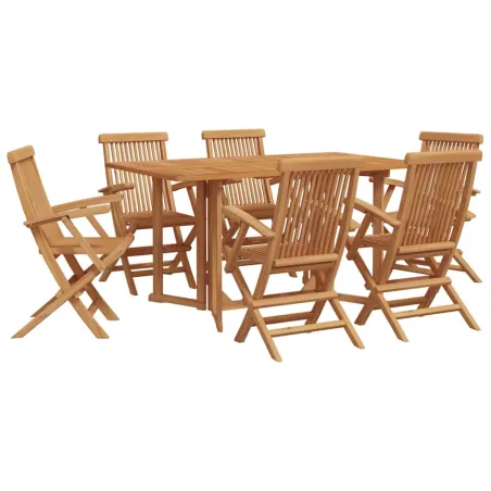 Ensemble de salle à manger pour jardin 7 pcs Marron
