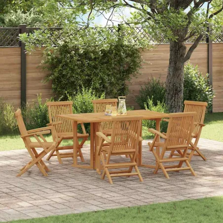 Ensemble de salle à manger pour jardin 7 pcs Marron