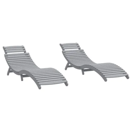 Chaises longues lot de 2 gris 184x55x64 cm bois massif acacia 2