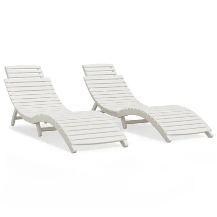 Chaises longues lot de 2 blanc 184x55x64 cm bois massif acacia 2