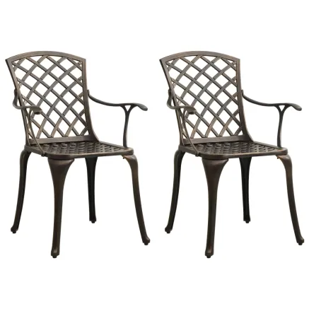 Chaises de jardin lot de 2 Aluminium coulé Bronze