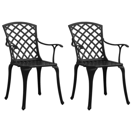 Chaises de jardin lot de 2 Aluminium coulé Noir
