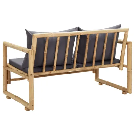 Banc de jardin avec coussins 115 cm Bambou