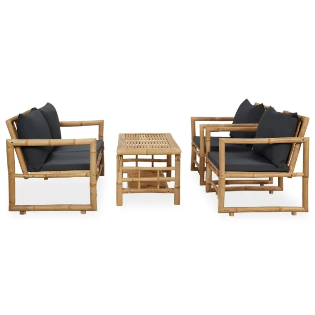 Salon de jardin 4 pcs avec coussins Bambou