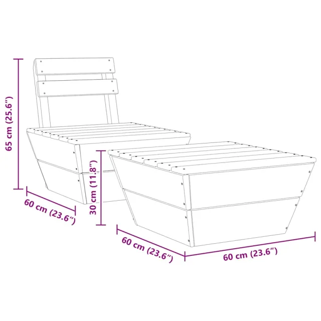 Salon de jardin 2 pcs Bois d'épicéa imprégné