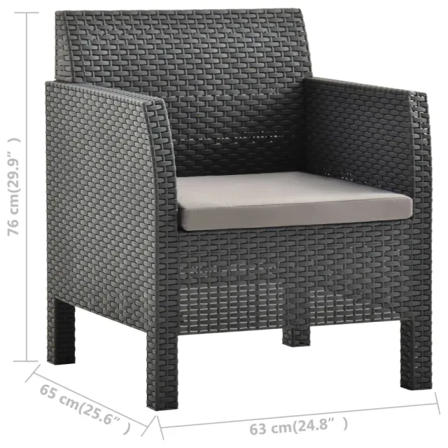 Chaise de jardin avec coussin Anthracite 63x65x76 cm PP Rotin