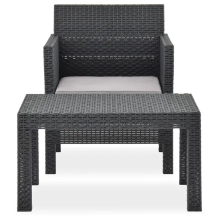 Salon de jardin 2 pcs avec coussin PP Rotin Anthracite 2