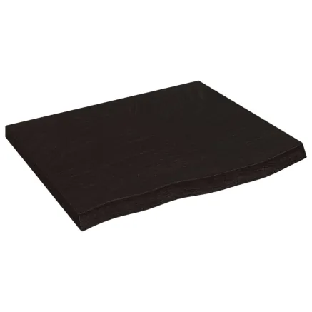 Dessus de table marron foncé bois chêne massif traité 2