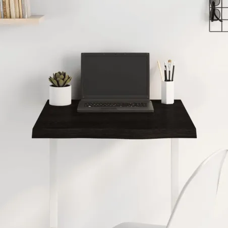 Dessus de table marron foncé bois chêne massif traité