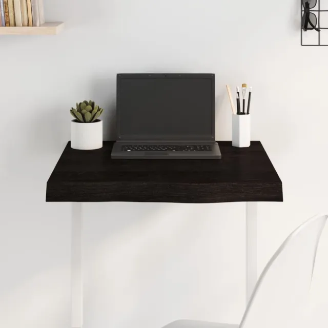 Dessus de table marron foncé bois chêne massif traité