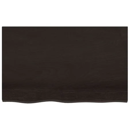 Dessus de table marron foncé bois chêne massif traité