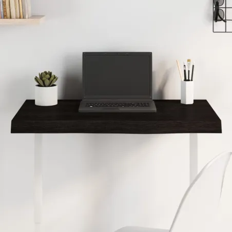 Dessus de table marron foncé bois chêne massif traité