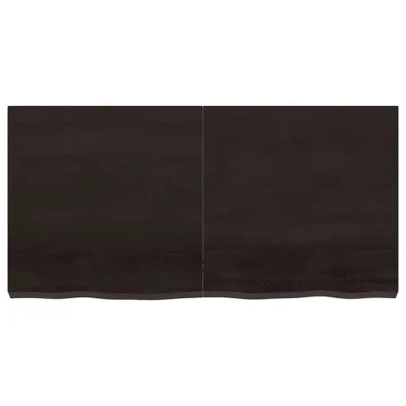 Dessus de table marron foncé bois chêne massif traité