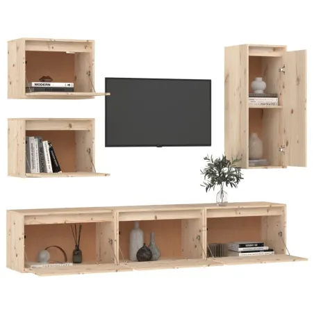 Meubles TV 6 pcs Bois massif de pin