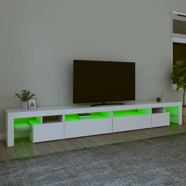 Meuble TV avec lumières LED Blanc 290x36,5x40 cm