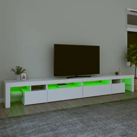 Meuble TV avec lumières LED Blanc 290x36,5x40 cm