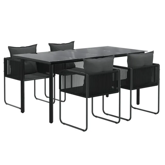 Ensemble à manger de jardin 5 pcs Noir