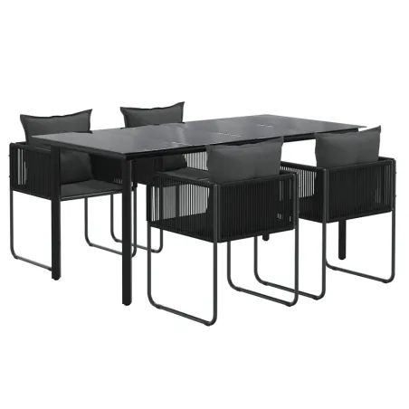 Ensemble à manger de jardin 5 pcs Noir