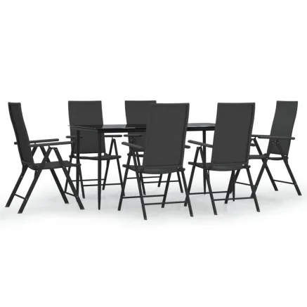 Ensemble à manger de jardin 7 pcs Noir Résine tressée 2