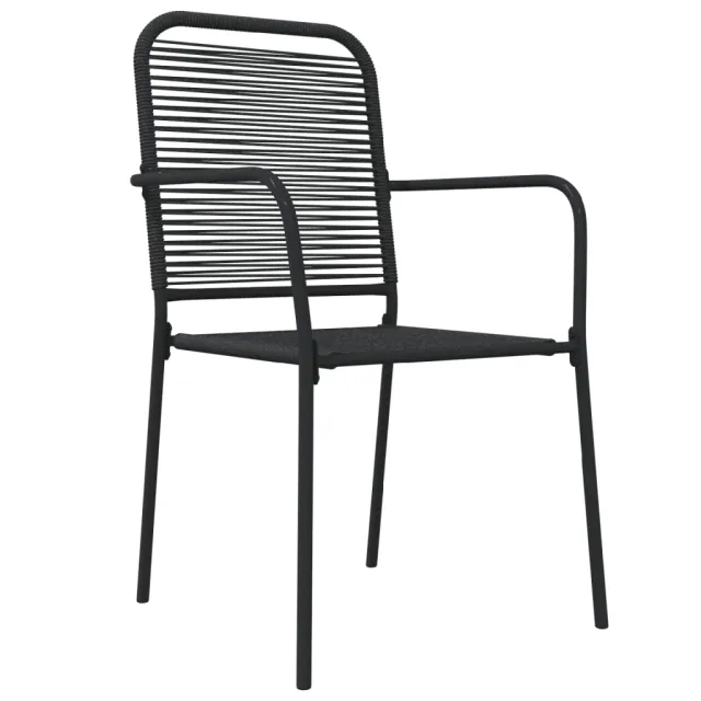 Ensemble à manger de jardin 5 pcs Noir Corde de coton et acier