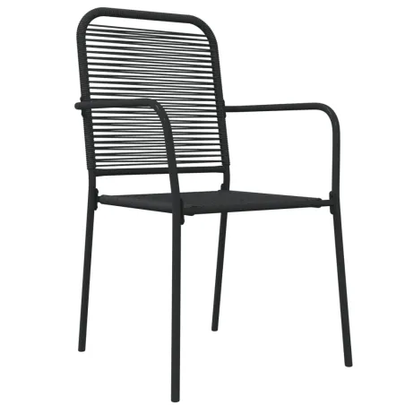 Ensemble à manger de jardin 5 pcs Noir Corde de coton et acier