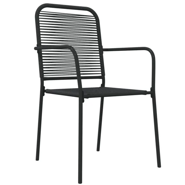 Ensemble à manger de jardin 7 pcs Noir Corde de coton et acier