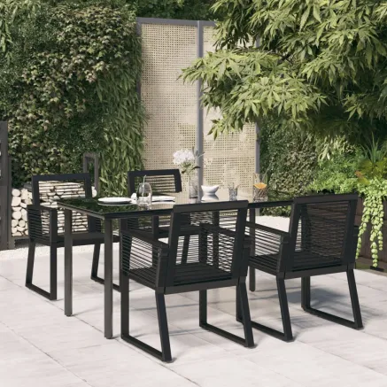 Ensemble à manger de jardin 5 pcs Noir Rotin PVC