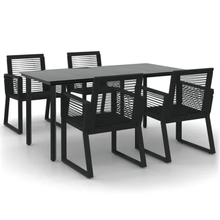 Ensemble à manger de jardin 5 pcs Noir Rotin PVC 2