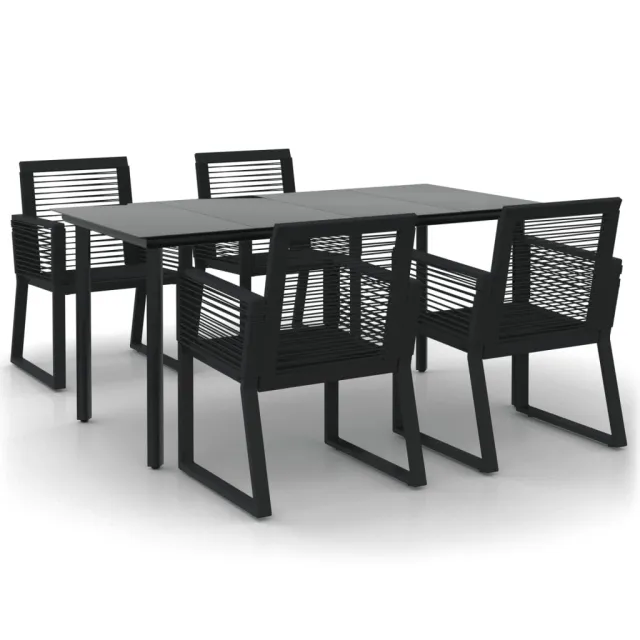 Ensemble à manger de jardin 5 pcs Noir Rotin PVC