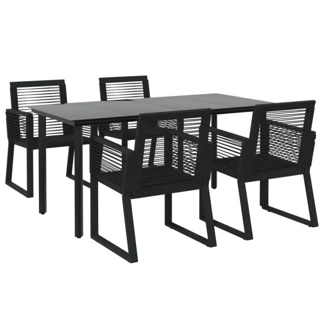 Ensemble à manger de jardin 5 pcs Noir Rotin PVC