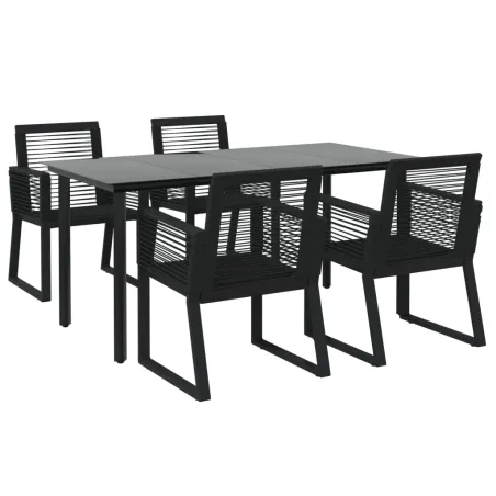 Ensemble à manger de jardin 5 pcs Noir Rotin PVC