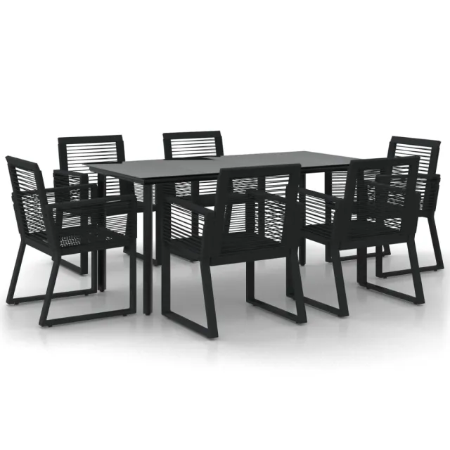 Ensemble à manger de jardin 7 pcs Noir Rotin PVC