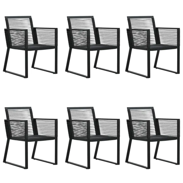 Ensemble à manger de jardin 7 pcs Noir Rotin PVC