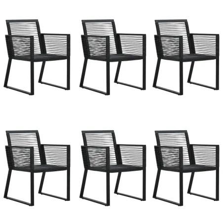 Ensemble à manger de jardin 7 pcs Noir Rotin PVC