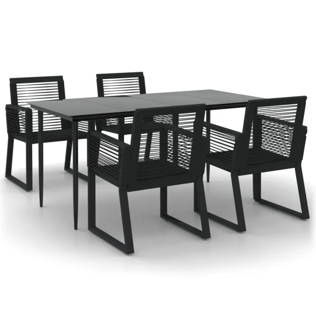 Ensemble à manger de jardin 5 pcs Noir Rotin PVC