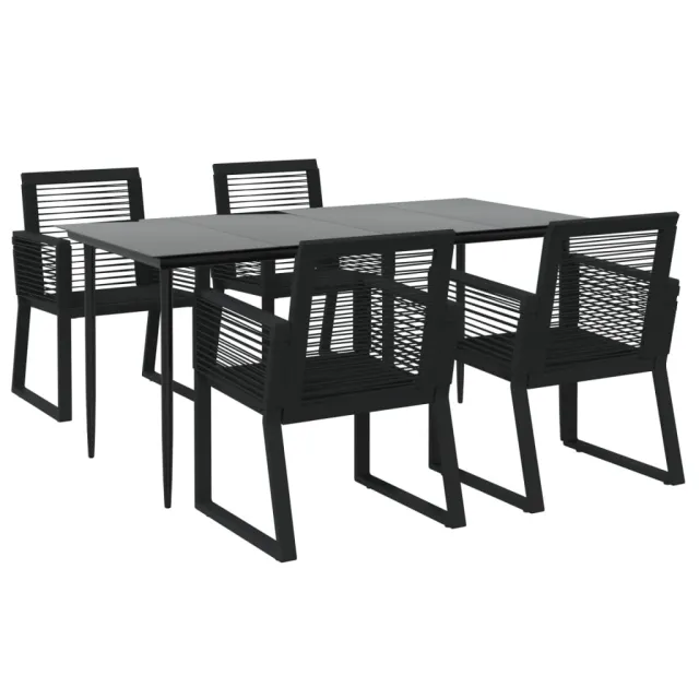 Ensemble à manger de jardin 5 pcs Noir Rotin PVC
