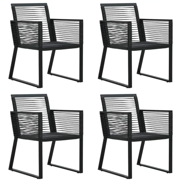 Ensemble à manger de jardin 5 pcs Noir Rotin PVC
