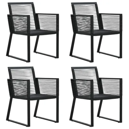 Ensemble à manger de jardin 5 pcs Noir Rotin PVC