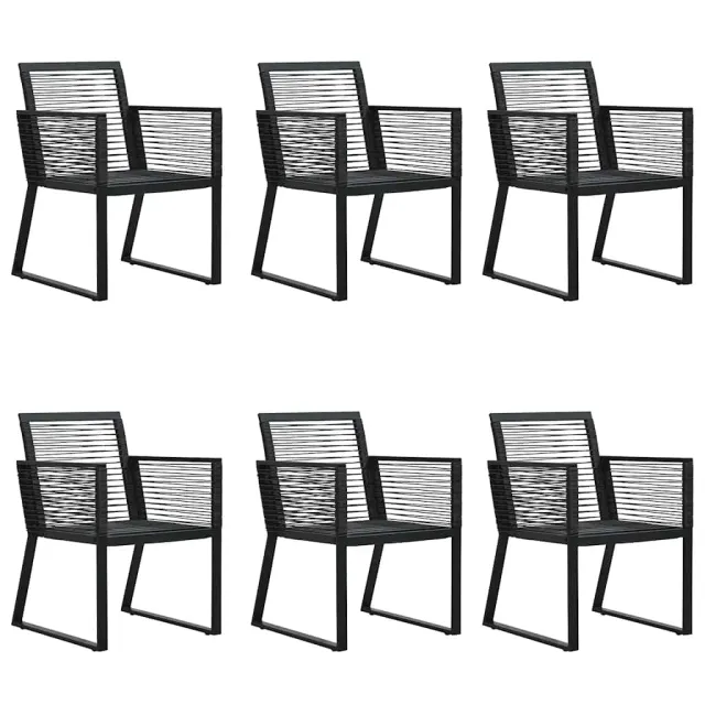 Ensemble à manger de jardin 7 pcs Noir Rotin PVC