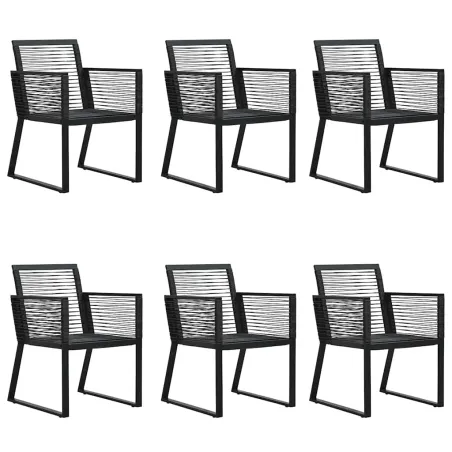 Ensemble à manger de jardin 7 pcs Noir Rotin PVC