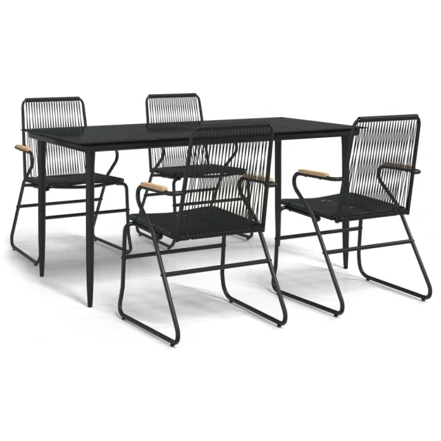Ensemble à manger de jardin 5 pcs Noir Rotin PVC