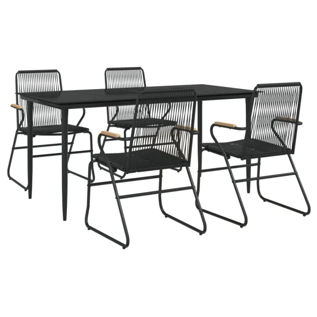 Ensemble à manger de jardin 5 pcs Noir Rotin PVC