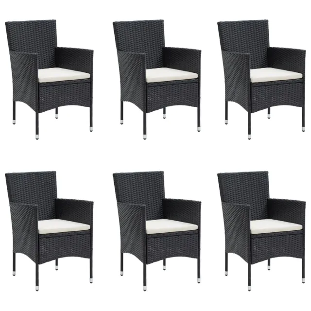 Ensemble à manger de jardin avec coussins 7 pcs Noir