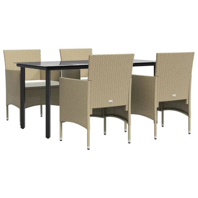 Ensemble à manger de jardin coussins 5 pcs Beige/noir